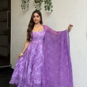 Lavender dreams floral Anarkali set