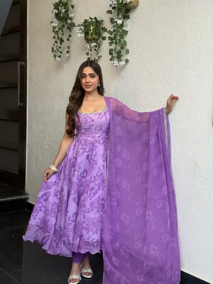 Lavender dreams floral Anarkali set