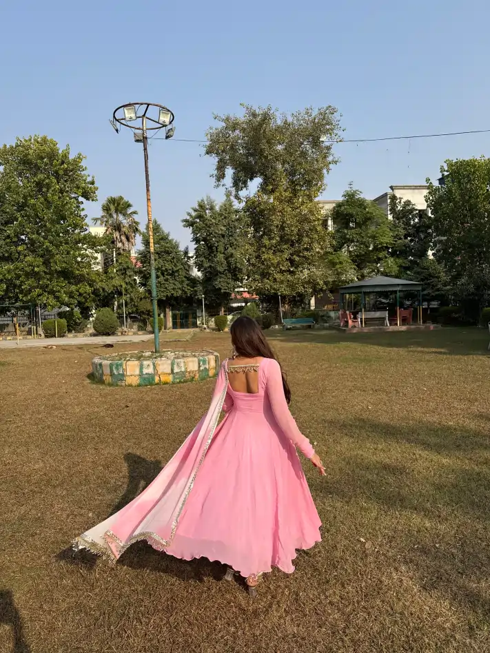 Pink Anarkali suit - Image 6