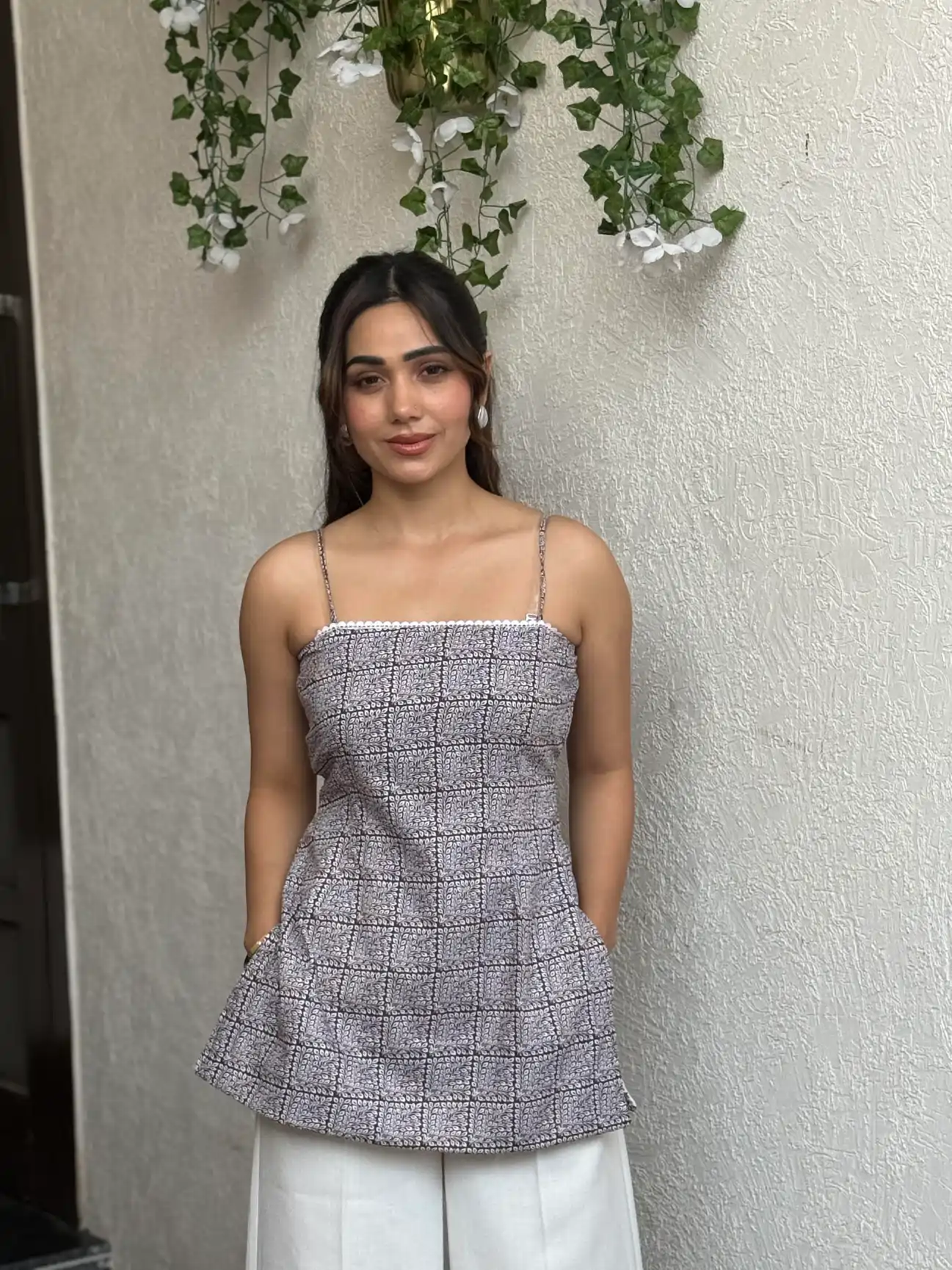 Lavender printed cotton  kurti