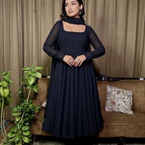 Elegant Black Anarkali Suit with Georgette Dupatta
