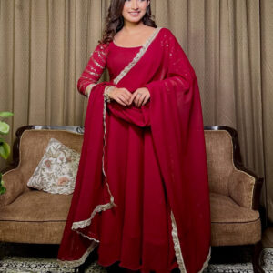Wine Red Festive  anarkali Suit Set | Ameera Noor | The Ameera Collection